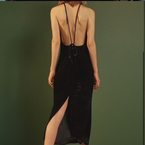 NWT Reformation || Black Irving Velvet Midi Dress - Picture 5 of 6